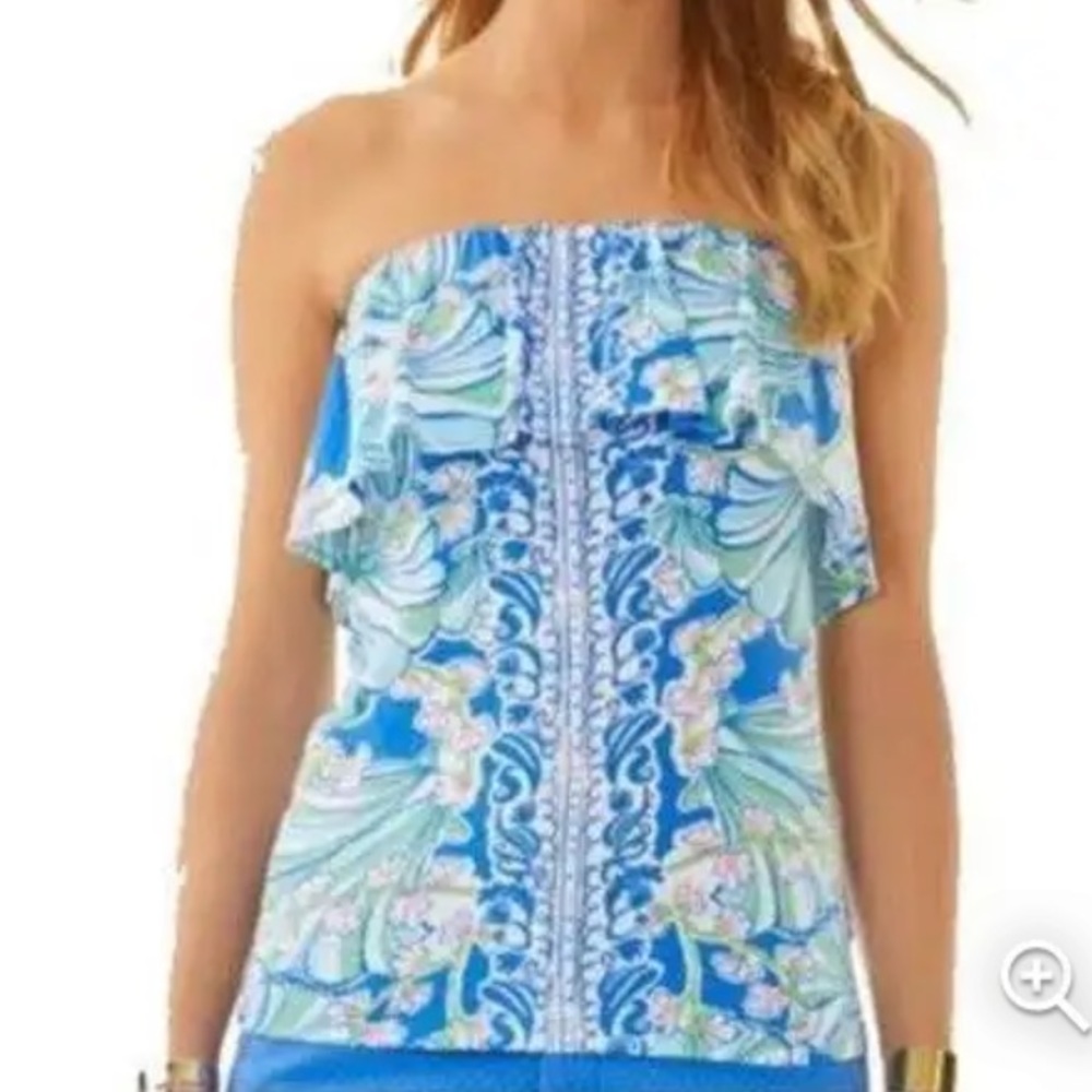 Lilly Pulitzer Wiley Ruffle strapless Top size Small - Picture 2 of 9